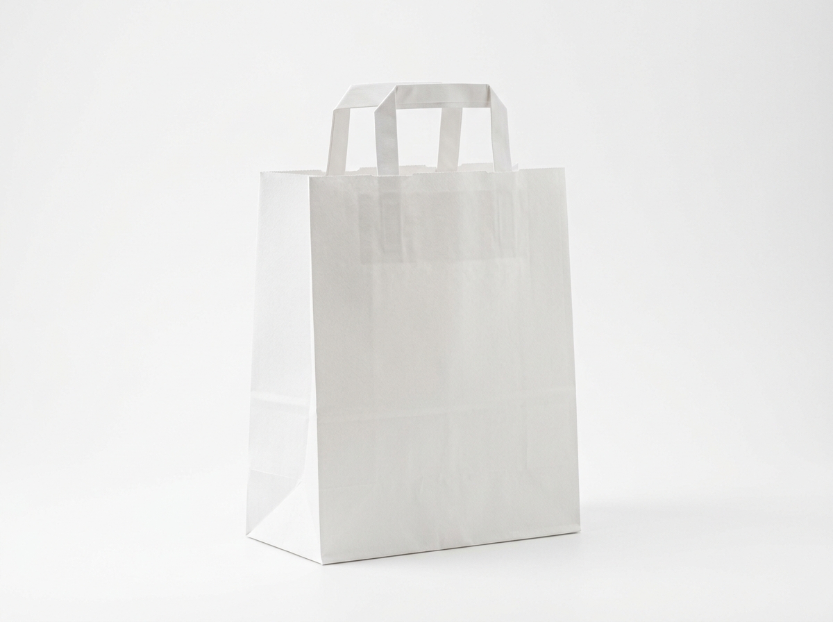 White Flat Handle Bag