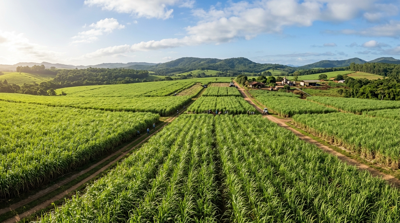 Vibrant sugarcane plantation harvest in Gujarat